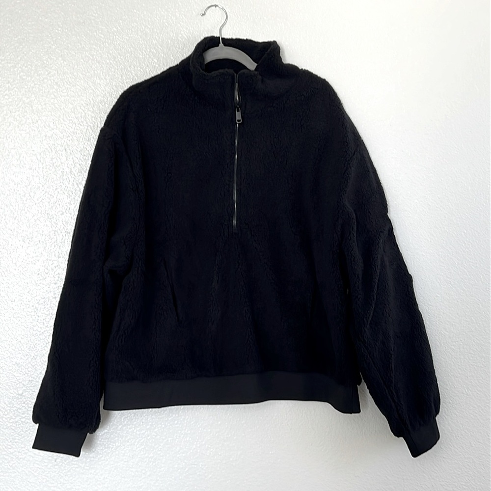 Black Half-Zip Fleece Pullover Jacket
